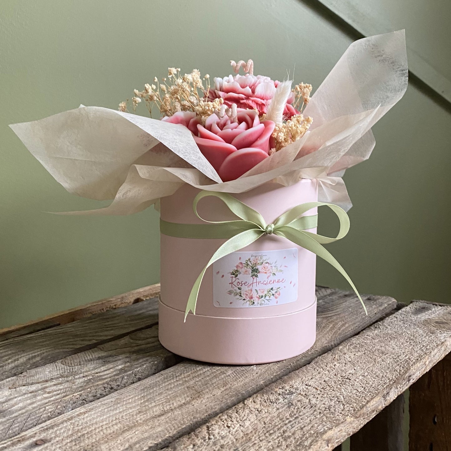 Bouquet bougies/fondants rose ancienne
