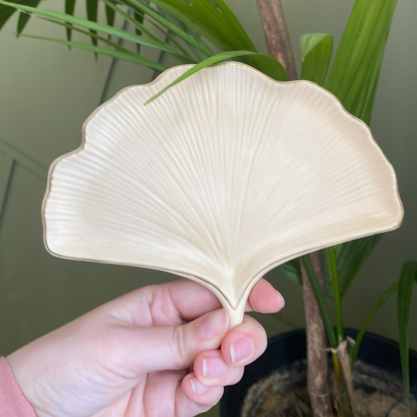 Plateau feuille Ginkgo en Jesmonite