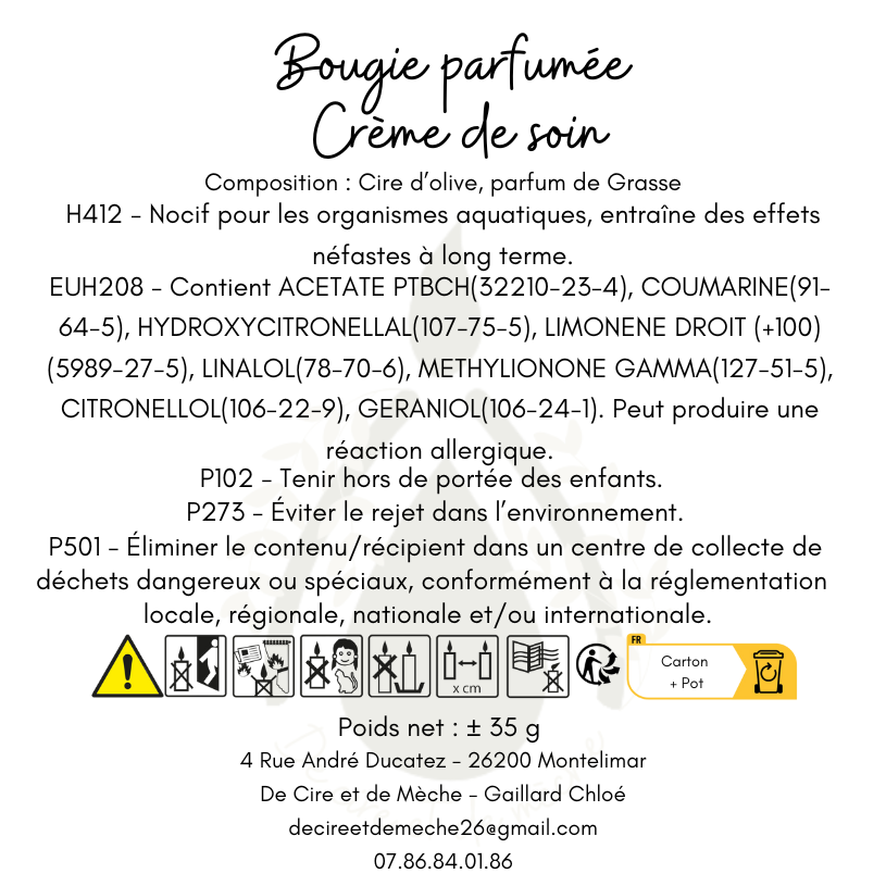 Bougie Crème de soin