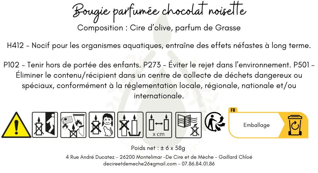 Bougies chocolat noisette