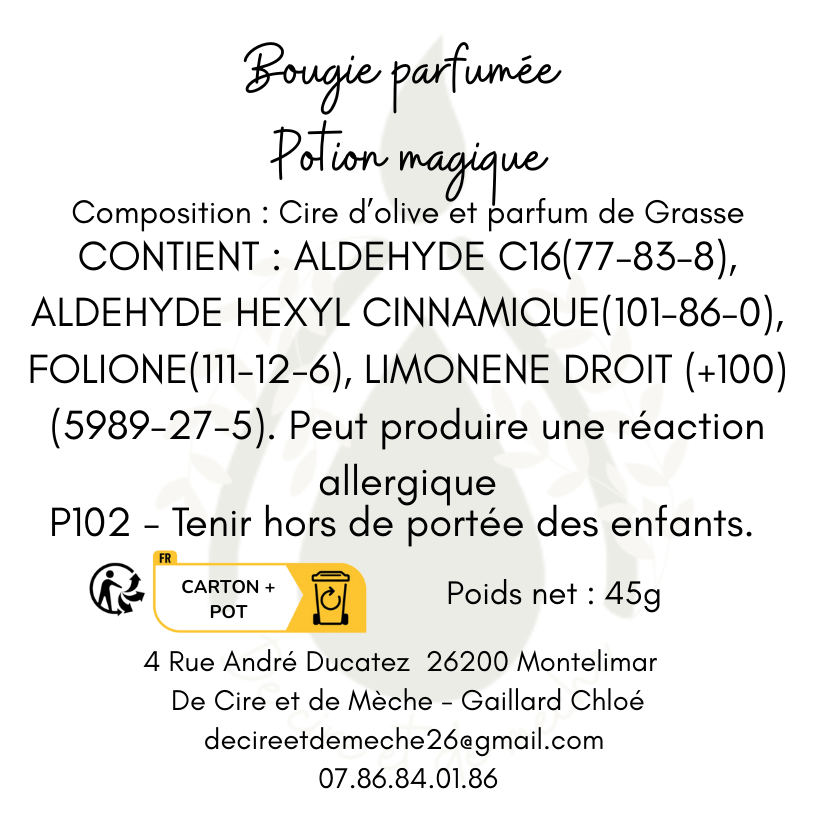 Bougie potion magique