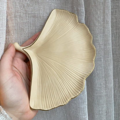 Plateau feuille Ginkgo en Jesmonite