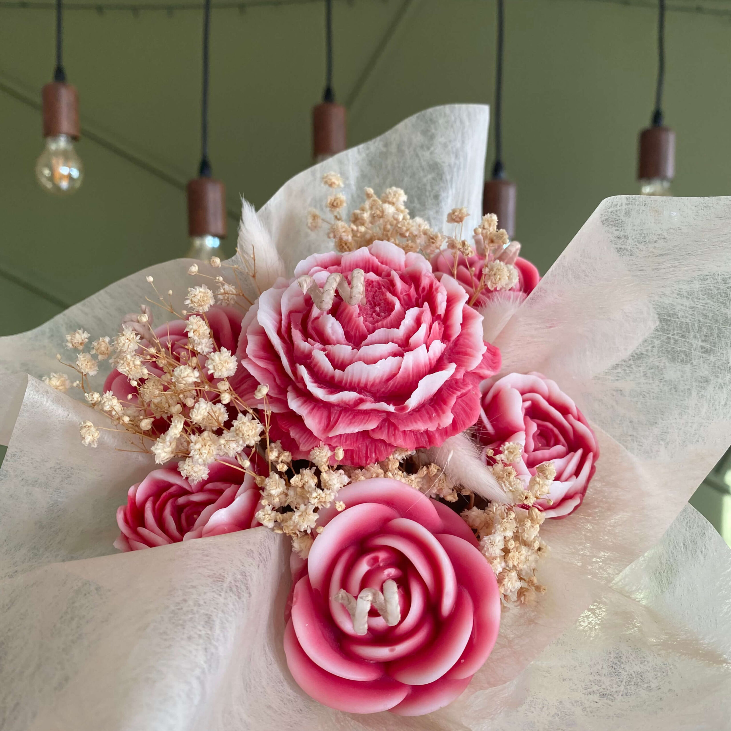 Bouquet bougies/fondants Rose ancienne