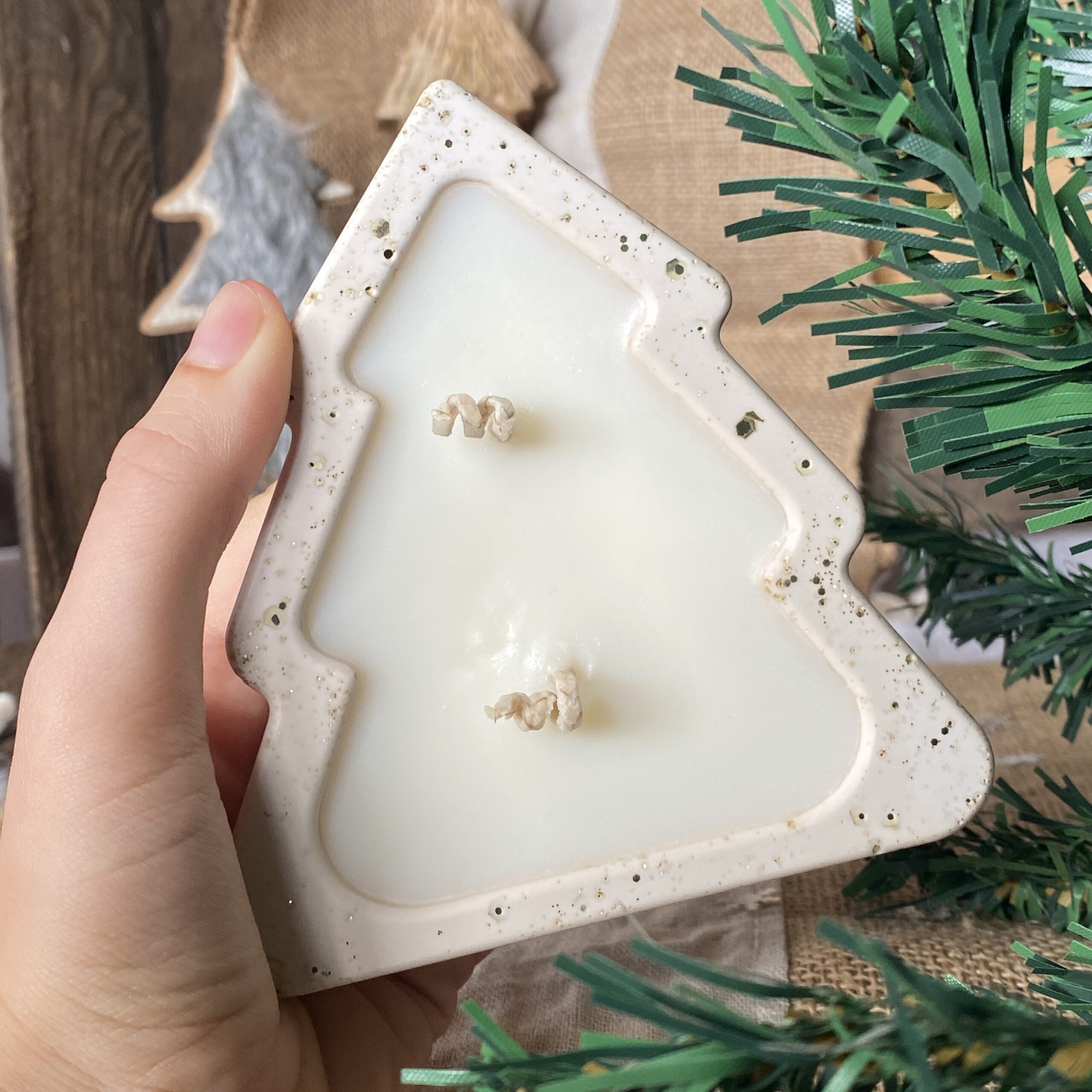 Bougie Sapin de Noël pot en Jesmonite